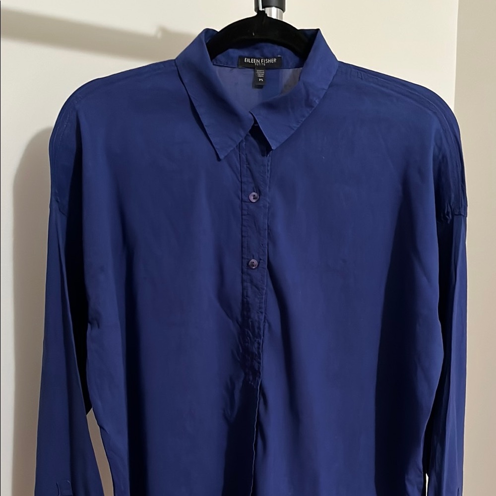 Vibrant indigo Eileen Fisher button down blouse